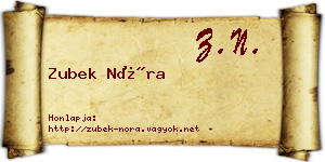 Zubek Nóra névjegykártya