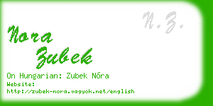 nora zubek business card